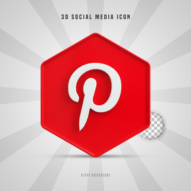 Pinterest Kleurrijk glanzend 3D-logo en 3D-pictogramontwerp voor sociale media