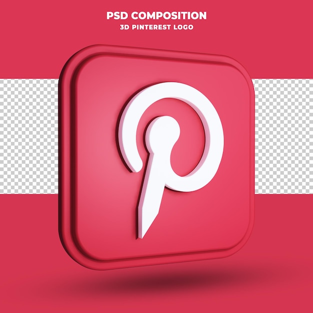 Pinterest logo 3d render na białym tle