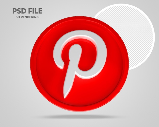 Pinterest logo 3d render style