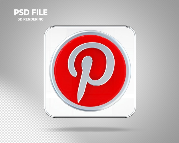 Социальные сети pinterest logo 3d со стеклянными стилями