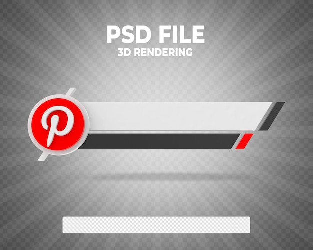 PSD pinterest lower third banner 3d render style