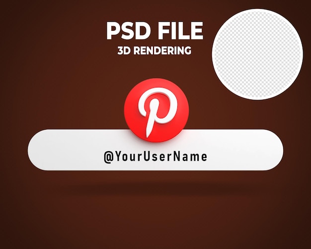PSD pinterest lower third banner logo 3d render