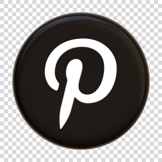 PSD pinterest pictogram geïsoleerd op witte achtergrond p brief logo social media app ronde knop logo