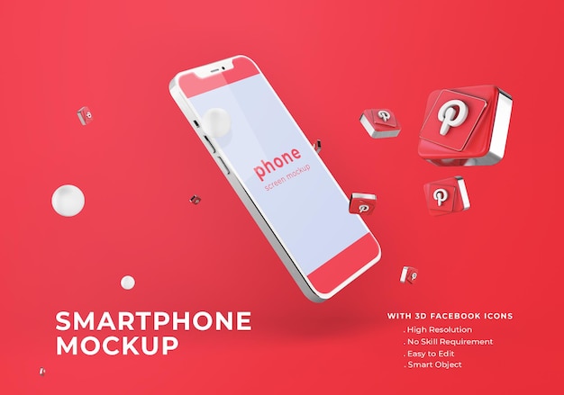 PSD pinterest on silver mobile phone mockup