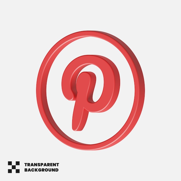 PSD pinterest social media icon in 3d render