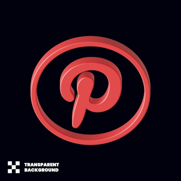 3D 렌더링의 Pinterest 소셜 미디어 아이콘