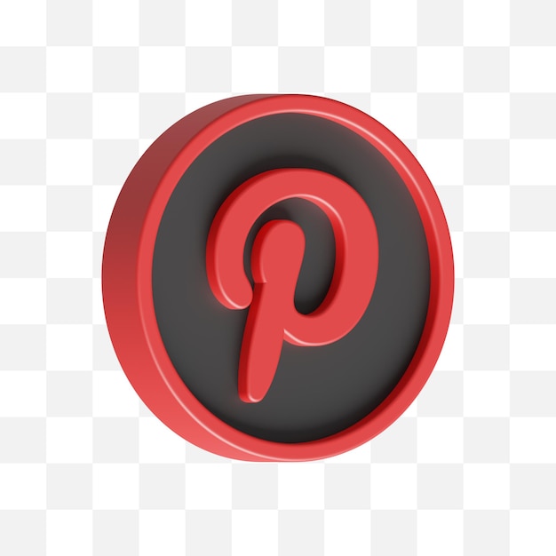 PSD Значок социальных сетей pinterest 3d