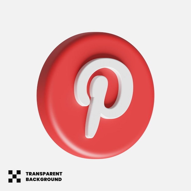 PSD 3d 렌더링의 pinterest 소셜 미디어 아이콘