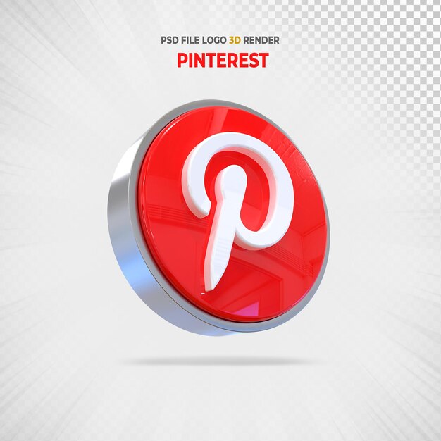 Pinterest 소셜 미디어 로고 3d 렌더링