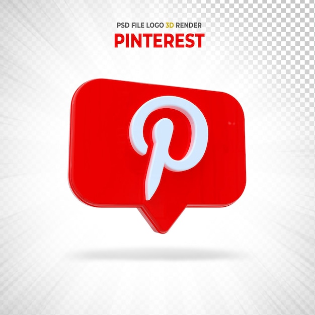 Pinterest 소셜 미디어 로고 스타일 3d 렌더링