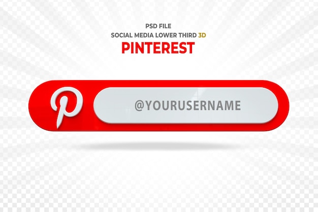 PSD loghi dei social media pinterest terzo banner 3d stili di rendering