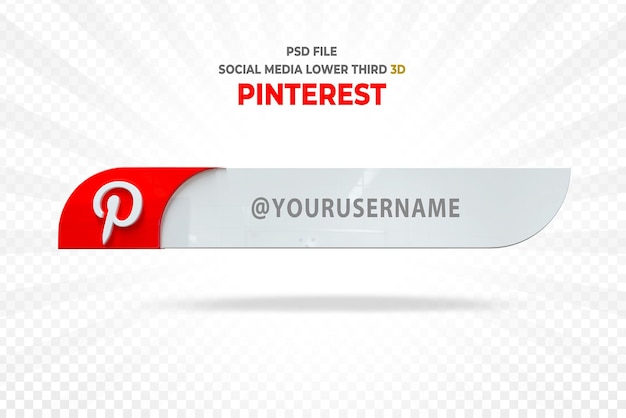Pinterest social media logos lower third banner 3d render styles