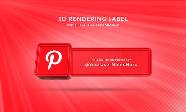 Pinterest user name 3d rendering lower thirds banner