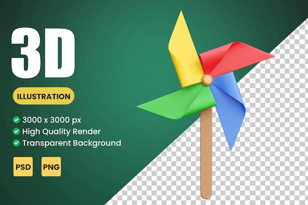 Pinwheel 3d icon illustrations