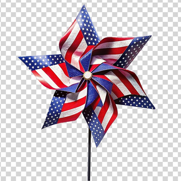 Pinwheel with american flag design isolated on transparent background