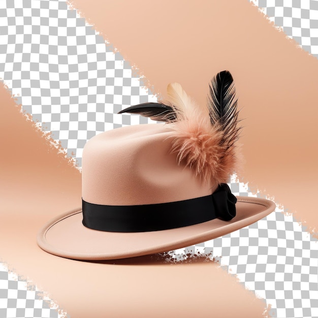 PSD pióra zdobią modny kapelusz na przezroczystym tle