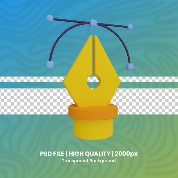 PSD pióro narzędzie renderowanie 3d projekt graficzny zestaw renderowania 3d plik psd przezroczyste tło