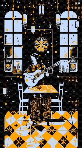 PSD piosenkarz fado występujący w tradycyjnej portugalskiej tawernie wi vector ilustracja pomysł na plakat muzyczny