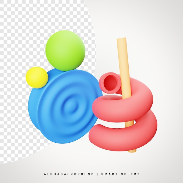 Pipe and Sphere Abstract shape 3d Illustration