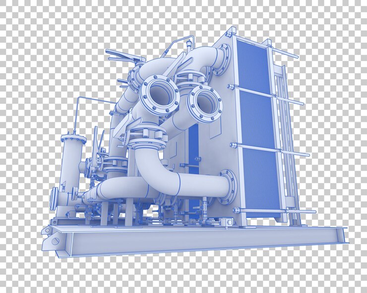 PSD сборка труб изолирована на прозрачном фоне 3d рендеринг иллюстрации