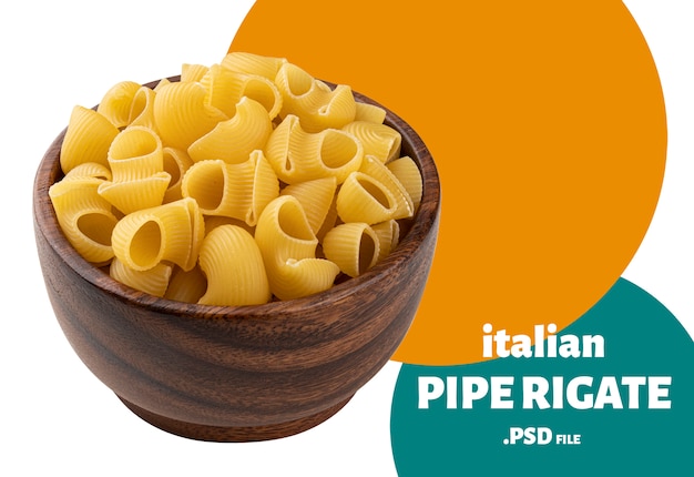 Pipe rigate pasta isolated on white background