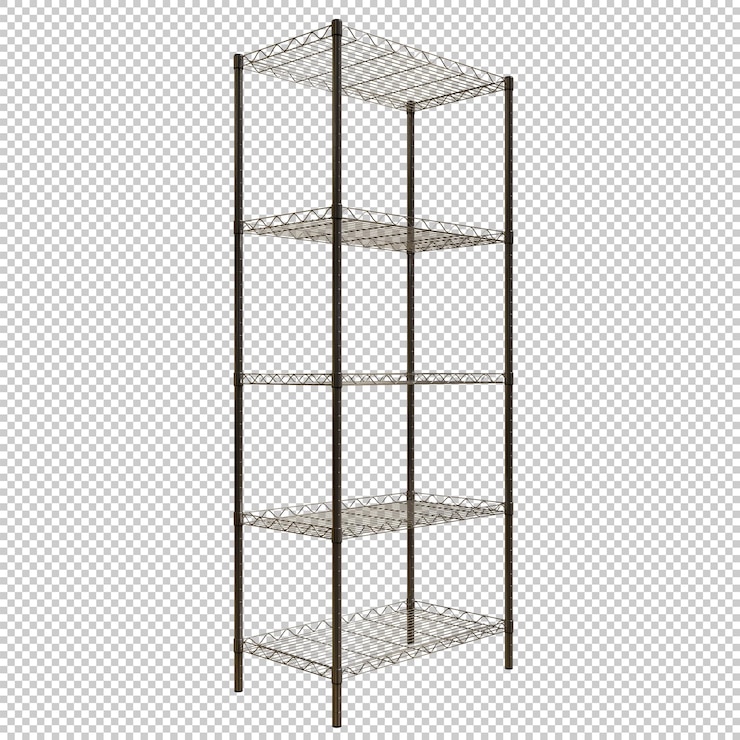 PSD pipe steel shelving side view 3d render illustration