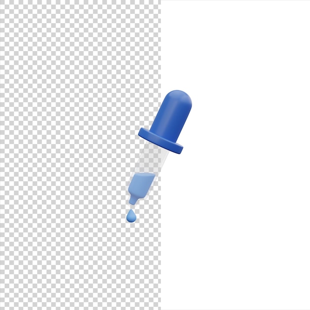 Icona di rendering 3d della pipetta isolata sullo sfondo bianco.