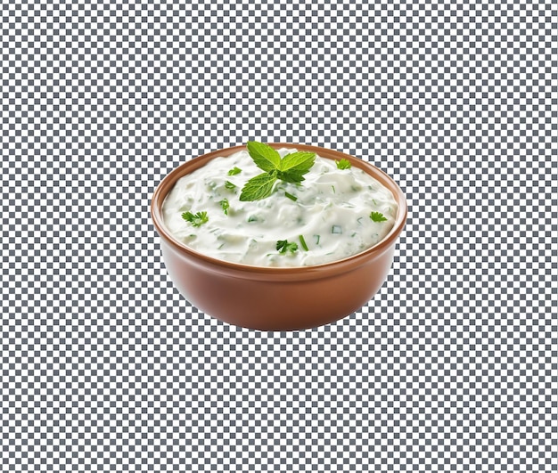 Piquant raita in bowl isolated on transparent background