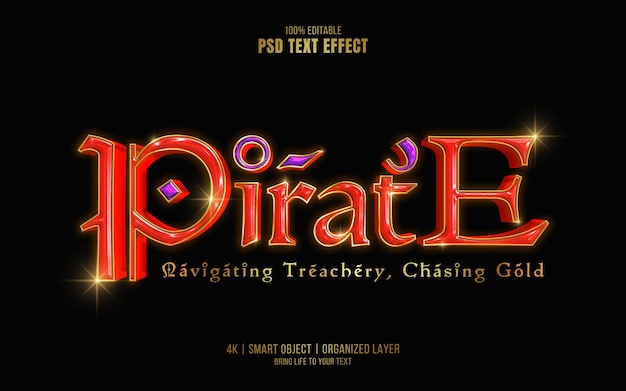 PSD pirate bewerkbare tekst-effect