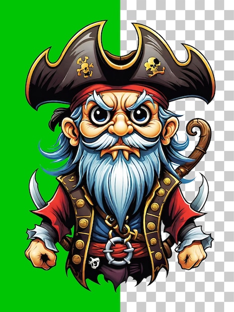 PSD pirate cartoon personage ontwerp illustratie op transparante achtergrond