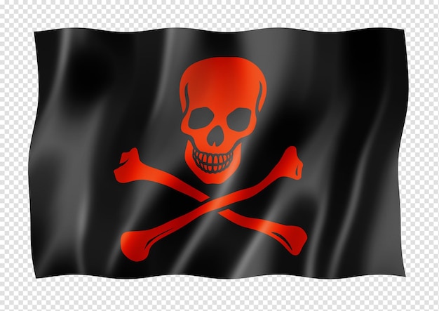 PSD bandiera pirata jolly roger isolata on white