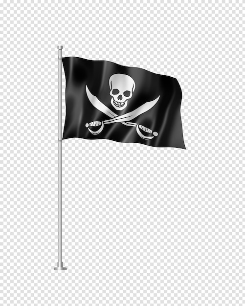 PSD bandiera pirata jolly roger isolata on white