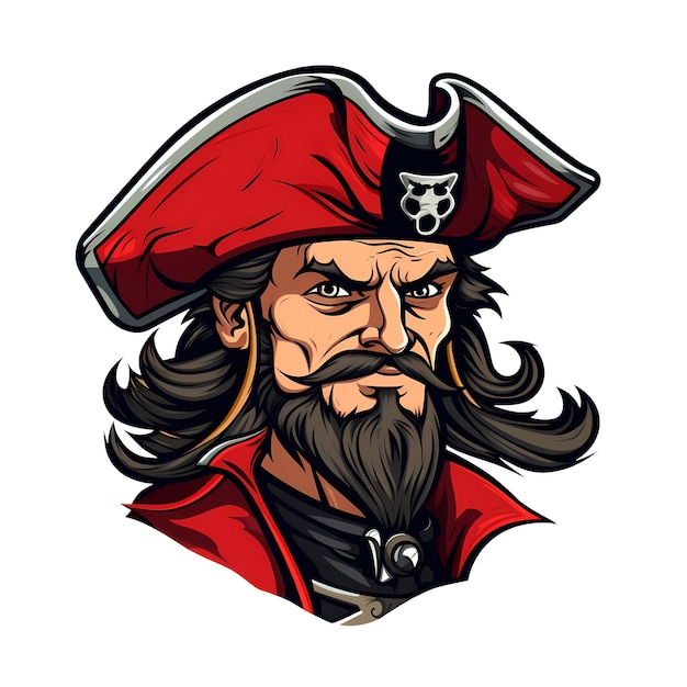 PSD 海賊の頭部 アート アイラストレーション スティッカー シャツ デザイン ポスターなど