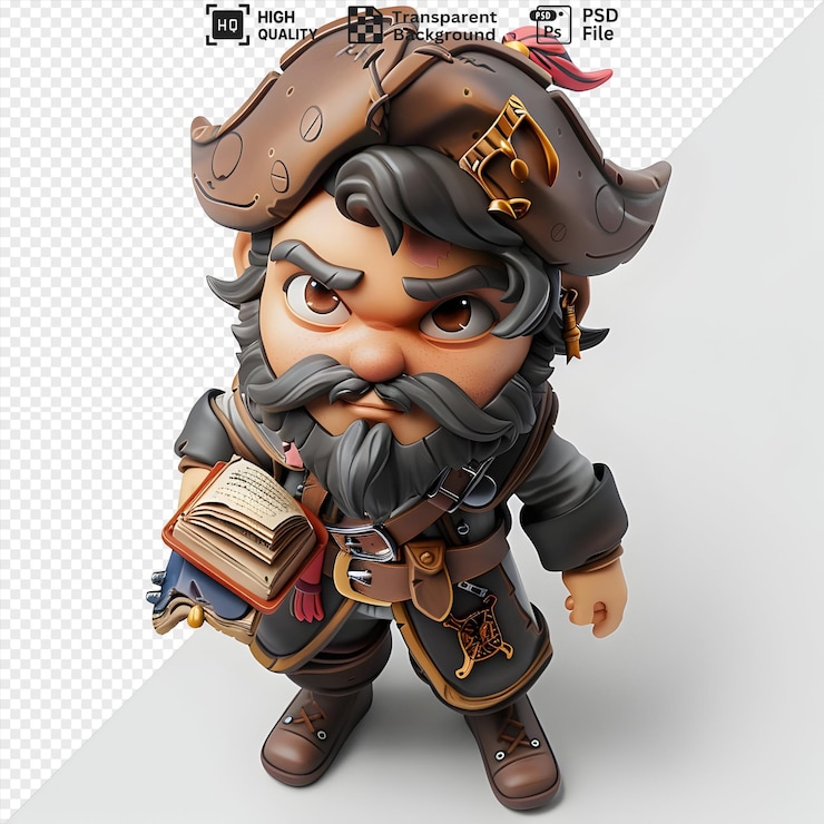 PSD pirate scholar 3d model a detailed highresolution transparent psd asset for game design ani