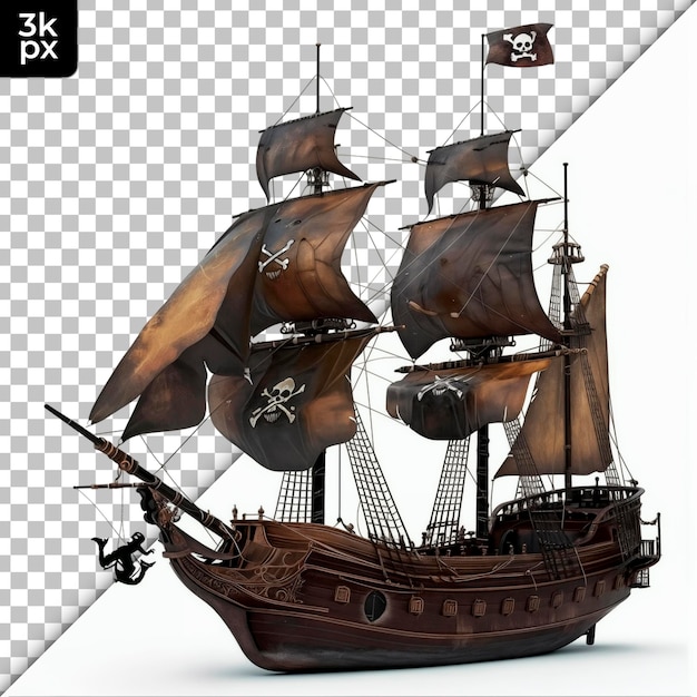 PSD pirate ship isolated on transparent background