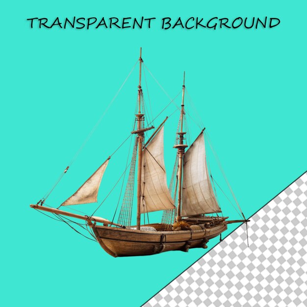 Pirate ship isolated on transparent background