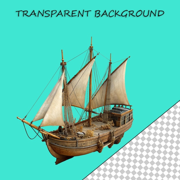 PSD pirate ship isolated on transparent background