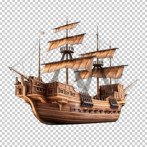 Pirate ship isolated on transparent background