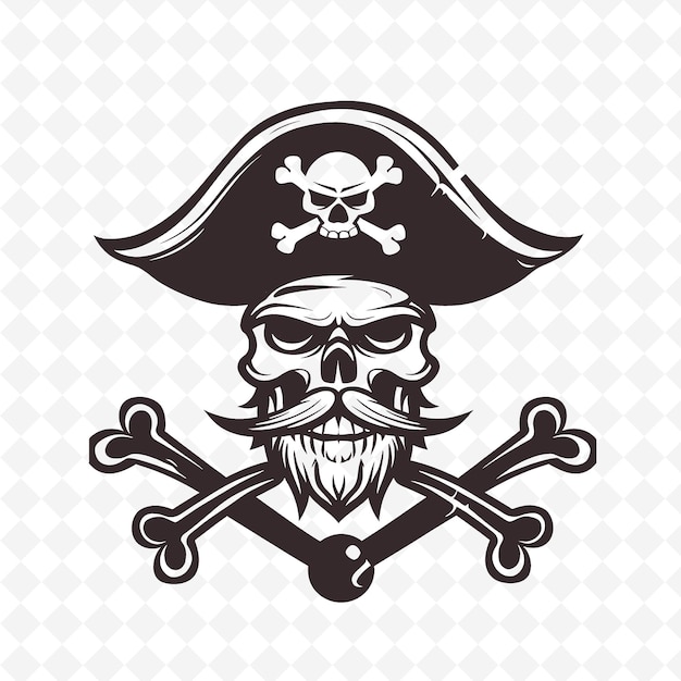 PSD a pirate with a mustache and a mustache and a skull with a mustache