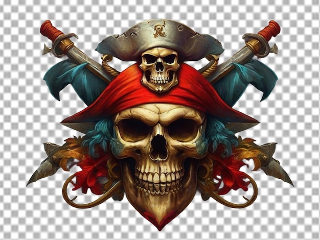 PSD piraten gezicht logo op transparante achtergrond