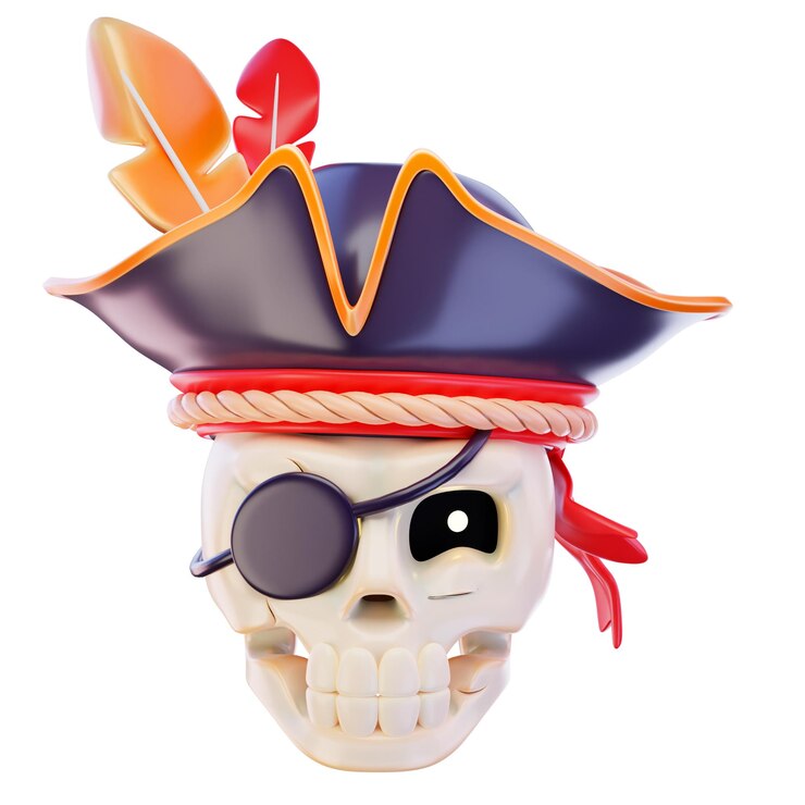PSD piratów czaszka 3d renderowanie ikony