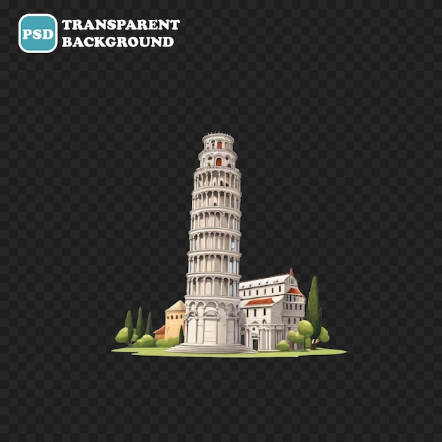 PSD pisa icon isolated 3d render illustration