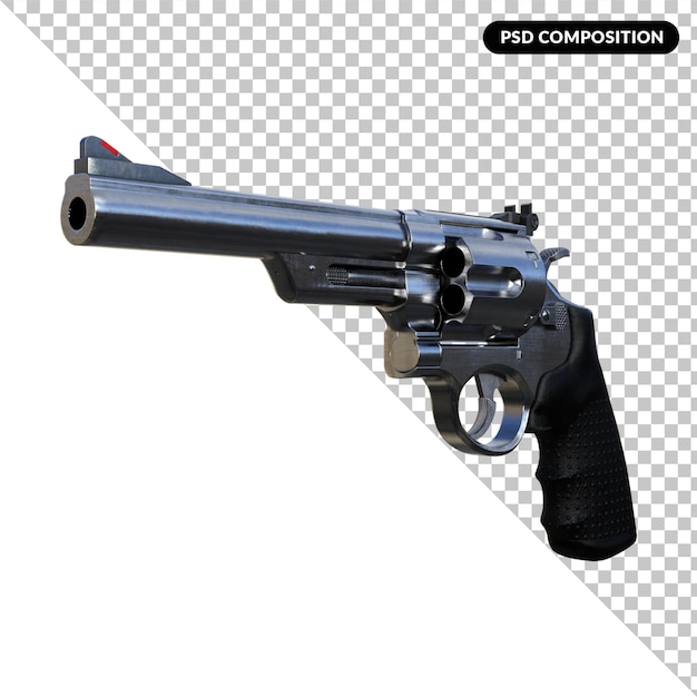 Pistol gun on transparent isolated 3d rendering illustration