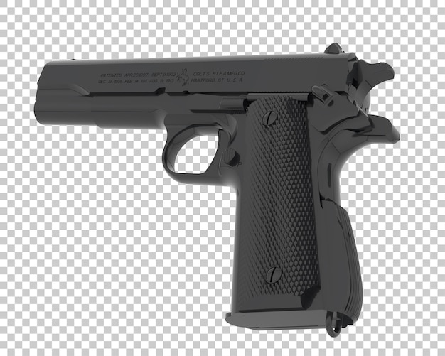 Pistol on transparent background 3d rendering illustration