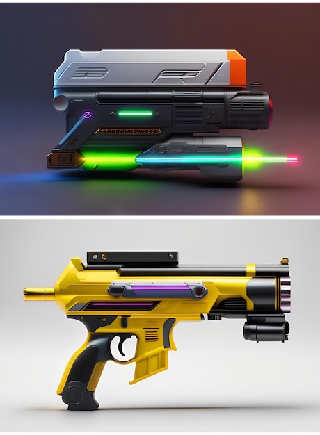 Pistolet Laserowy Cyberpunk W Stylu Retro Z Lat 80