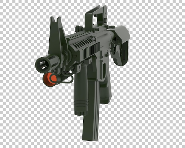 PSD pistolet maszynowy izolowany na przezroczystym tle ilustracja renderingu 3d