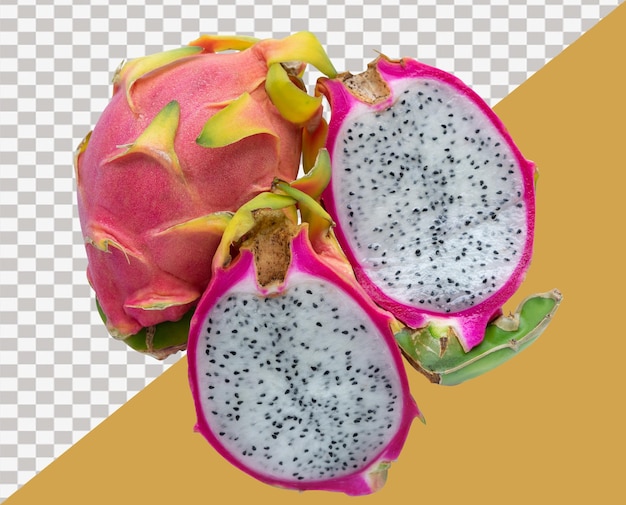 PSD pitahaya o frutto del drago su sfondo bianco selenicereus frutti tropicali