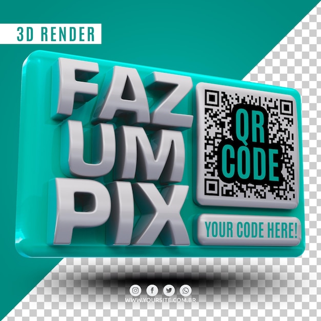 PSD pix payment system 3d logo