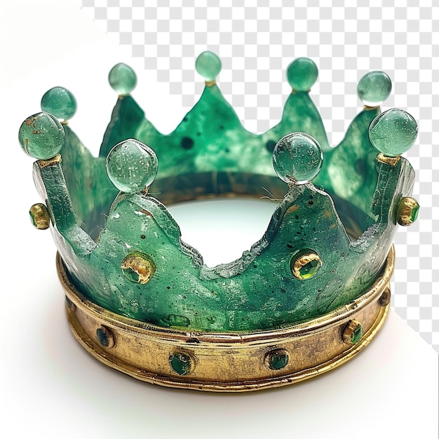 PSD pixar styled little crown with green glass stones