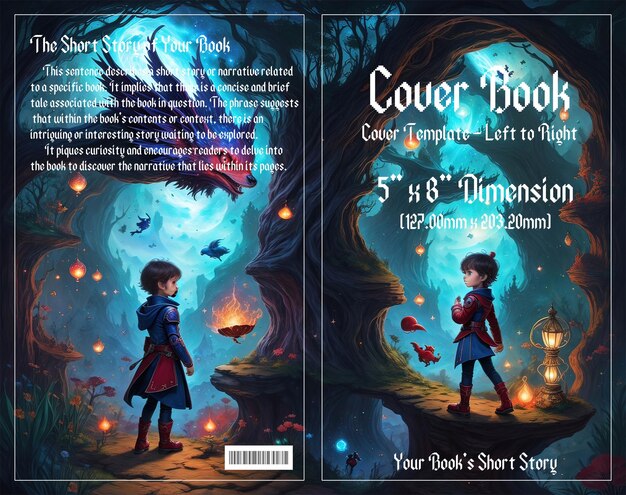 Pixel adventure enchanting cover per libri per bambini set in dark forests godetevi con il file psd